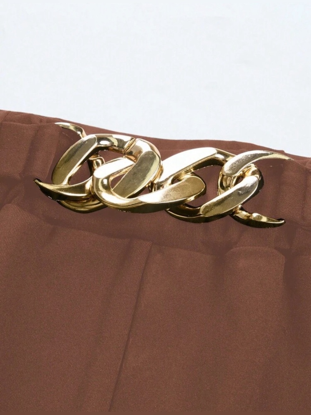 🤎 NWT Plus Size Chocolate Brown Wide Leg Pants with Gold Chain Accent - 2XL 🤎 - Picture 5 of 10
